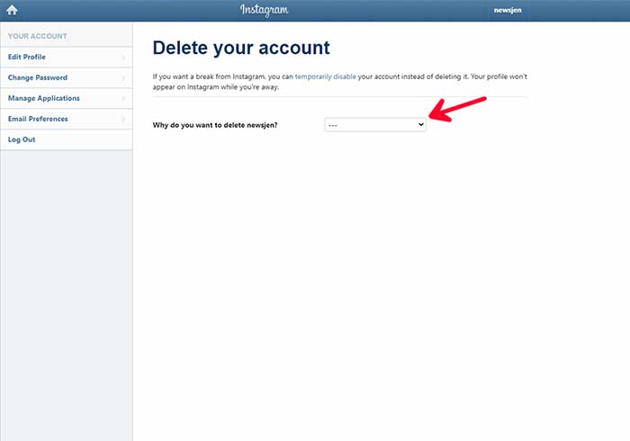 how to delete instagram account temporarily