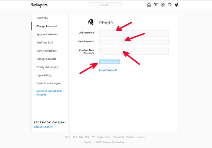 how to reset instagram password without facebook