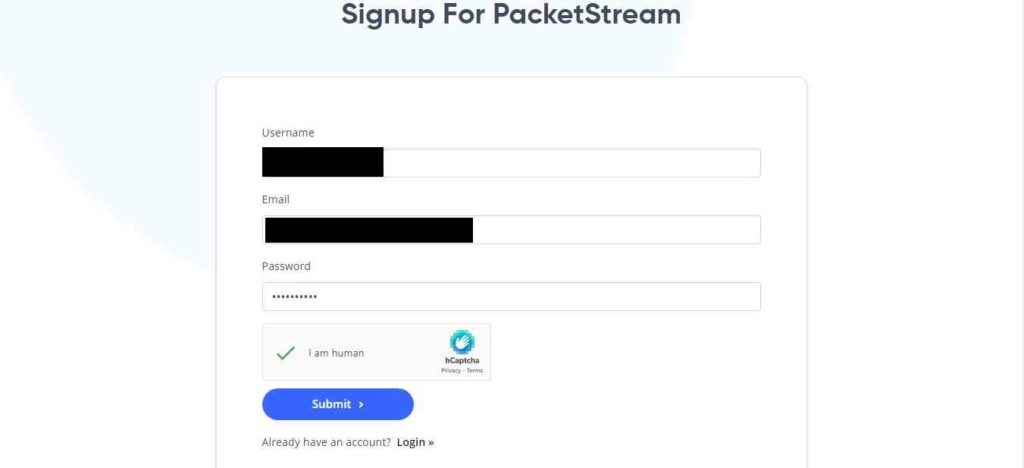 Sign Up On PacketStream