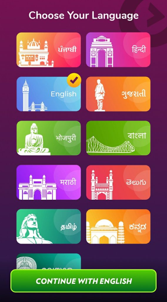 Winzo App Languages 