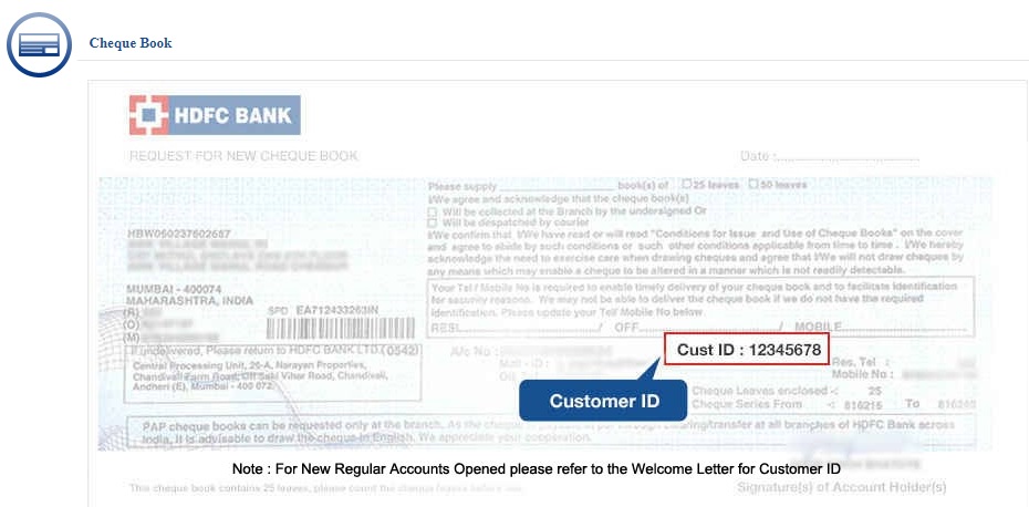 Find Customer ID On Cheque Book