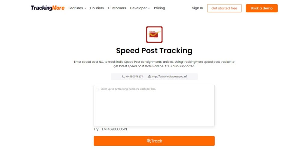 Speed Post Tracking Trackingmore