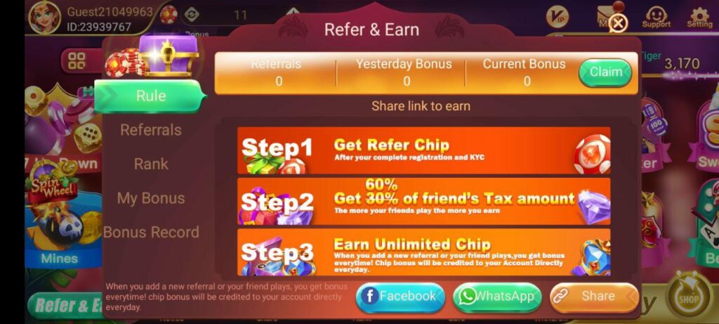 Rummy Modern app refer and earn