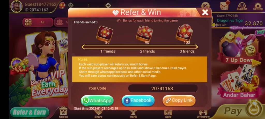 Rummy Golds app refer and earn