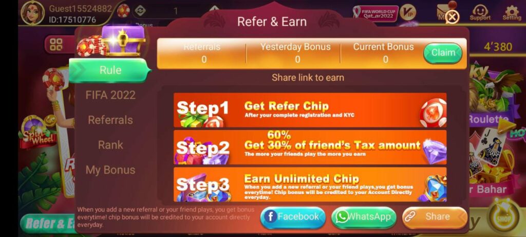 Rummy Wealth App Refer & Earn