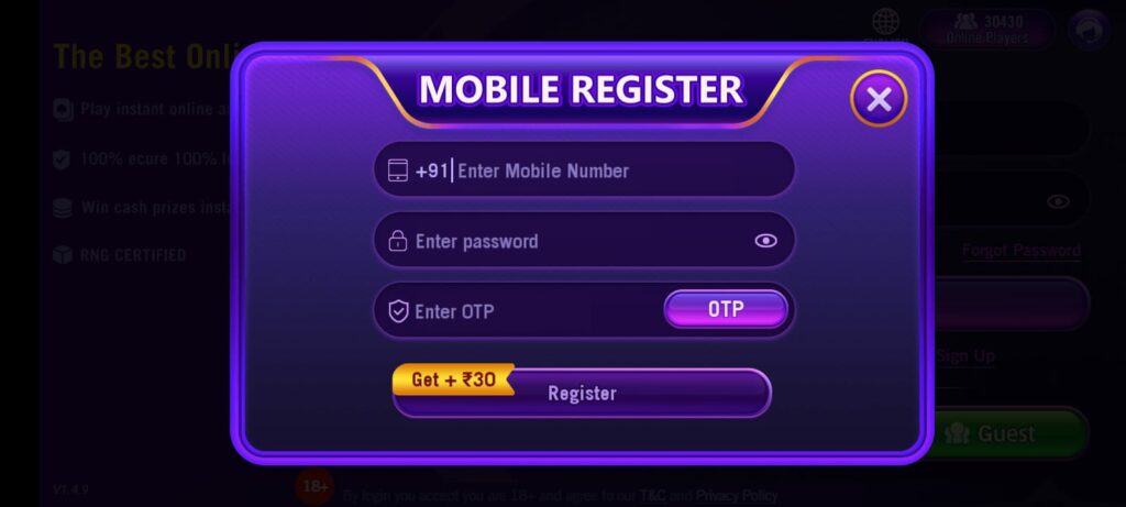 Rummy Paisa app register