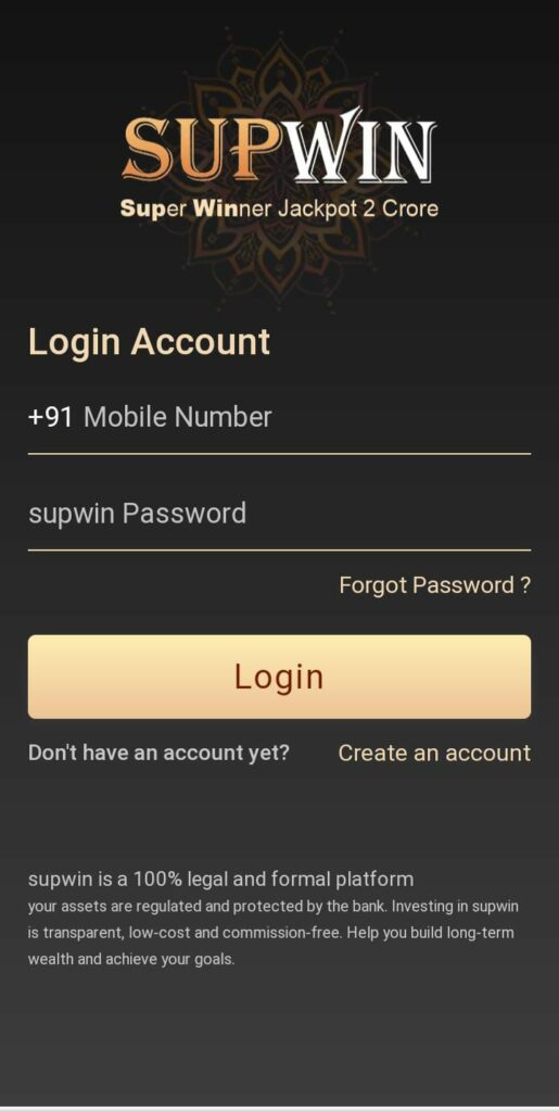 Supwin app log in